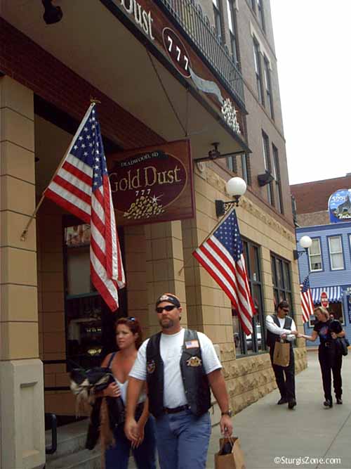 American flags in Deadwood