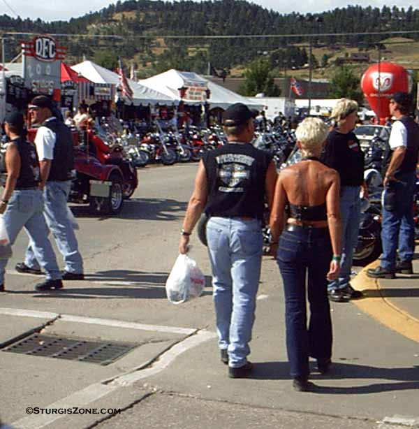 Bareback Woman in Sturgis Crowd